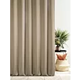 Zasłona szyta na flexach jasnobrązowa z tkaniny o naturalnym splocie z efektem melanżu