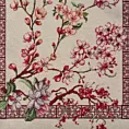 Bieżnik na stół 40x100 cm naturalno, różowy gobelinowy zdobiony motywem inspirowanym japońskim kwiatem wiśni