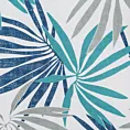 Zasłona biało, turkusowa we wzór liści 140x250 cm przelotka - ELINA - Design 91