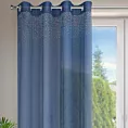 Dekoracja okienna granatowa zdobiona aplikacją z drobnych kryształków 140x250 cm przelotka - AMADIE