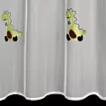 Firana biało, zielona z haftem z dinozaurami 140x250 cm przelotka DINO