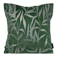 Poszewka na poduszkę 45x45 cm welwetowa kolor ciemnozielony ze złocistym nadrukiem liści BLINK 22