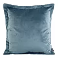 Poszewka na poduszkę 45x45 cm welwetowa niebieska z ozdobnymi brzegami RIA Diva Line