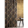 Zasłona szyta na taśmie 5 cm czarno miedziana z miękkiej, welwetowej tkaniny z geometrycznym nadrukiem Italissima Eva Minge