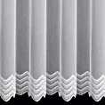 Firana szyta na taśmie fala biała z tkaniny z efektem deszczyku, zdobionej geometrycznym haftem