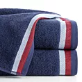Ręcznik kąpielowy 50x90 cm bawełniany kolor granatowy z bordiurą w pasy 550 g/m2 NIKO