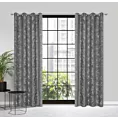 Zasłona welwetowa stalowa z trójwymiarowym wzorem liści 140x250 cm przelotka - LIVIA