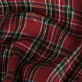 Zasłona szyta na taśmie 5 cm czerwono zielona z delikatnej tkaniny w kratkę zdobionej lurex nicią