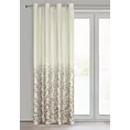 Zasłona welwetowa kremowo, szampańska zdobiona błyszczącym nadrukiem 140x250 cm przelotka - TORI