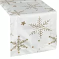 Bieżnik świąteczny na stół 40x140 cm biało, szampański welwetowy zdobiony śnieżynkami