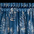 Zasłona welwetowa granatowo, szampańska z błyszczącym nadrukiem palmowych liści 140x300 cm taśma - GLORIA
