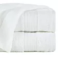 Ręcznik do rąk 30x50 cm bawełniany kolor biały zdobiony bordiura w paski 550 g/m2 AURA