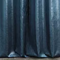 Zasłona szyta na taśmie 5 cm ELITE ciemnoturkusowa miękka, welwetowa, typu BLACKOUT 100% zaciemniająca, z połyskującym nadrukiem, o gramaturze 400g/m2