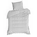 Pościel 140x200 cm satyna bawełniana kolor srebrny w drobne prążki VERA