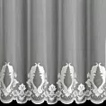 Firana szyta na przelotkach naturalna z tkaniny typu ADEN z delikatnym deszczykiem, zdobiona fantazyjnym haftem z dodatkiem welwetu Italissima Eva Minge