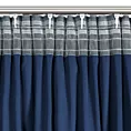 Zasłona welwetowa granatowa zdobiona falbanami i lśniącymi akcentami 140x250 cm taśma - CARLI