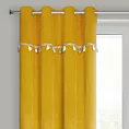 Zasłona musztardowa z aplikacją w słoniki z welwetowej tkaniny 140x250 cm przelotka - KIDS