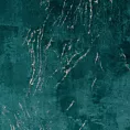 Zasłona welwetowa ciemnoturkusowa ze złotym wzorem przecierki 140x300 cm taśma - NADIA