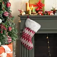 Skarpeta świąteczna KRISTEN z dzianiny z geometrycznym wzorem i futerkiem