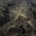 Zasłona czarna w złote kwiaty z błyszczącego welwetu 140x250 cm przelotka - STELLA