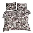 Pościel 160x200 cm bawełniana kolor fioletowy, biały z wzorem egzotycznych liści DAVOS