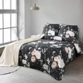 Pościel 160x200 cm bawełna ranforce kolor czarny, szałwiowy z motywem kwiatów ROSITA 1