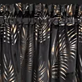 Zasłona welwetowa czarno, szampańska z błyszczącym nadrukiem palmowych liści 140x300 cm taśma - GLORIA