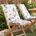 Poduszka na krzesło 45 x 90 x 3 cm  wodoodporna biało, niebieska zdobiona roślinnym wzorem GARDEN