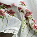 Zazdrostka biało, bordowa z etaminy zdobiona nadrukiem  czerwonych kwiatów i koronką 60x150 cm tunel ISA