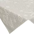 Obrus świąteczny 85x85 cm beżowy o strukturze lnu zdobiony delikatnym nadrukiem