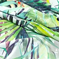 Zasłona biało, zielona zdobiona egzotycznym nadrukiem,welwetowa 140x250 cm przelotka - ROMMY