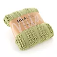 Koc akrylowy 130x170 cm jasnozielony miękki w dotyku z drobnym ażurowym wzorem i frędzlami AKRYL 1 Eurofirany Premium