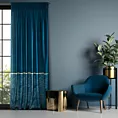Zasłona granatowo, beżowa ze wzorem liści z matowego welwetu 140x20 taśma MUSA 6 Limited Collection
