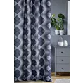 Zasłona szyta na taśmie 5 cm MELODY grafitowo jasnoszara z miękkiej tkaniny typu blackout drukowanej w nowoczesny geometryczny wzór