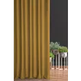 Zasłona szyta na taśmie 5 cm musztardowa z gładkiej zaciemniającej tkaniny typu dimout