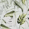 Pościel 160x200 cm bawełniana kolor biały, zielony z wzorem egzotycznych liści ELEN
