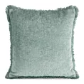 Poszewka na poduszkę 45x45 cm szałwiowa z szenilowej nici zdobiona subtelnymi frędzlami ADIA