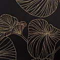 Zasłona czarno, złota ze wzorem liści, zaciemniająca 140x250 cm przelotka - MARIGOLD