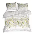 Pościel 220x200 cm bawełniana kolor biały, jasnozielony z subtelnym botanicznym wzorem SPRING 22