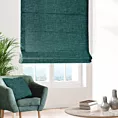 Roleta rzymska turkusowa z tkaniny zaciemniającej typu dimout o naturalnym splocie, z efektem melanżu