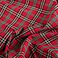 Zasłona szyta na taśmie 5 cm czerwona z etaminy o geometrycznym wzorze w kratę, z dodatkiem bawełny