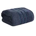 Ręcznik kąpielowy 70x140 cm bawełniany kolor granatowy z kontrastującymi paseczkami 500 g/m2 SIBEL