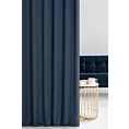 Zasłona szyta na taśmie 5 cm granatowa z miękkiej tkaniny o naturalnym splocie w stylu ekologicznym