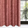 Zasłona ciemnoróżowa z welwetu wytłaczanego w liście 140x250 cm przelotka - OCTAVIA