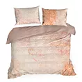 Pościel 160x200 cm z makosatyny bawełnianej kolor pudrowy róż, kremowy z wzorem roślinnym ESPRIT