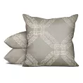 Poszewka szyta beżowa z tkaniny welwetowej z geometrycznym błyszczącym nadrukiem