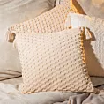 Poszewka na poduszkę 30x50 cm bawełniana zdobiona chwostami na rogach beżowa SEVILLE Terra Collection
