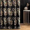 Zasłona szyta na taśmie 5 cm czarno złota z tkaniny w elegancki orientalny wzór z błyszczącą nicią Italissima Eva Minge