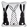 Poszewka na poduszkę 45x45 cm welwetowa czarno, biała z nadrukiem króliczków WIOSNA 4