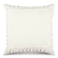 Poszewka na poduszkę 45x45 cm z bawełny kremowa z ozdobną pasmanterią BOHO
